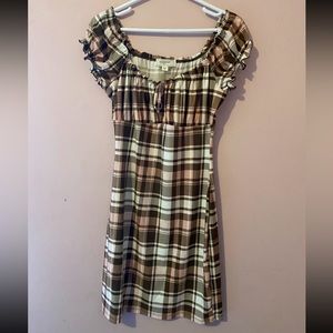Contemporary Brown and Pink Plaid Bodycon dress